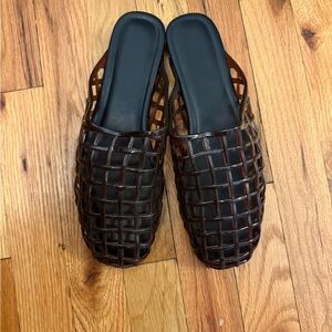 Brown/Black Woven Jelly Slides - W 10.5 Never Worn